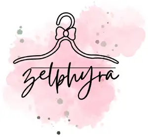Zelphyra logo: hanger with a bow on a pink watercolor wash
